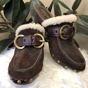 Coach Fur Trim Clogs
